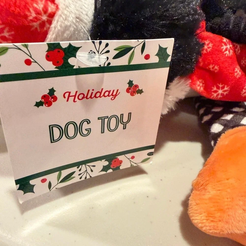 Pet Holiday Dog Toys (2) Lamb Chop & Penguin Multicolor Christmas‎ Plush
